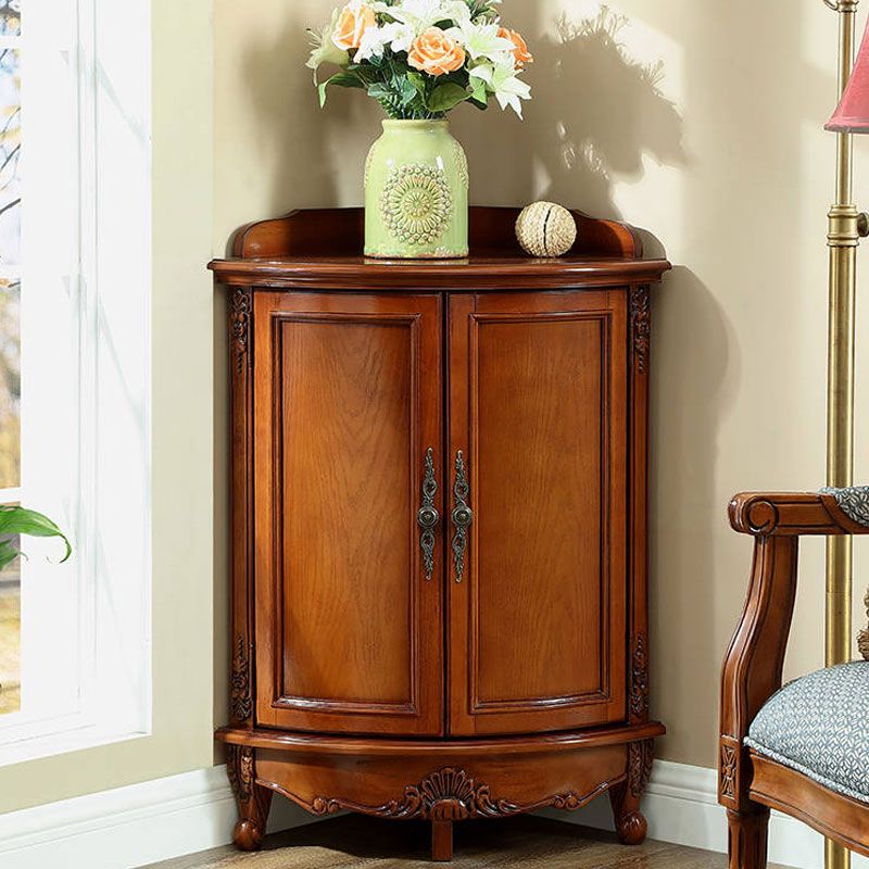 Mid-Century Modern Cabinet with Doors and Cabriole Legs in Solid Wood