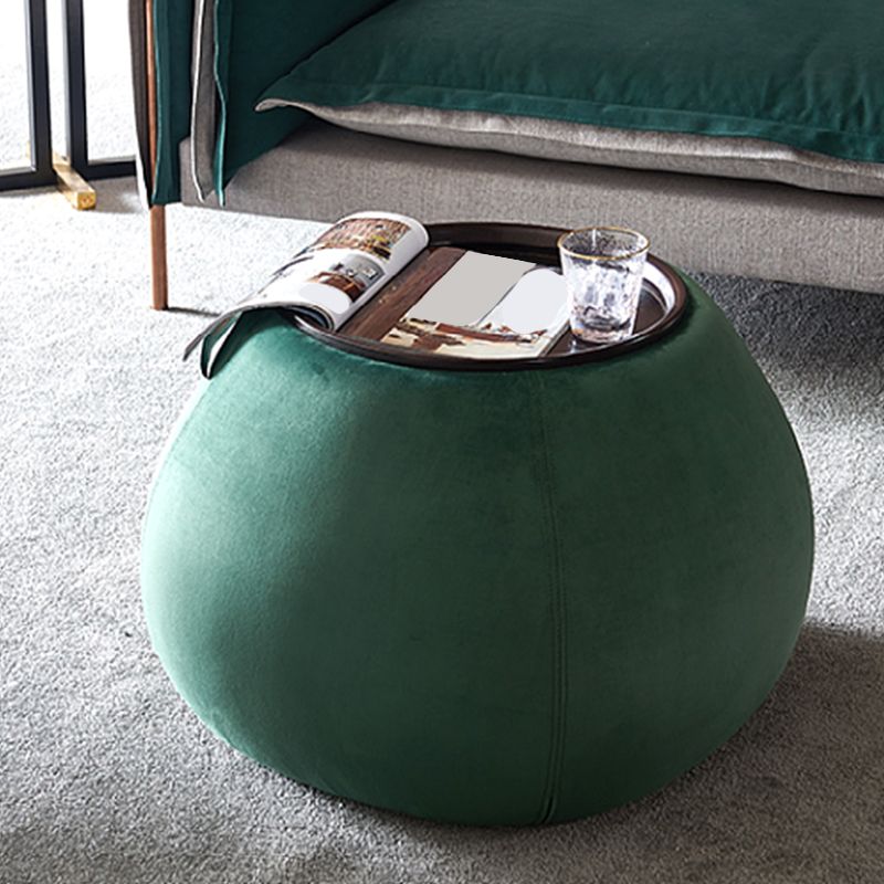 Contemporary Round Wooden Black Coffee Cocktail Table with Storage
