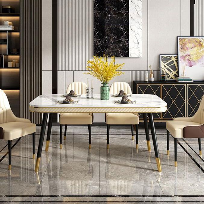 Traditional Luxury Dining Table Rectangle 4 Legs Dining Table for Living Room