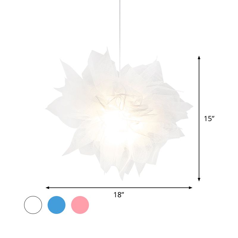 A soffitto a fiore a sospensione modernismo luce 1 luce 18 "/27" larghezza lampada a sospensione bianca/blu/rosa per camera da letto