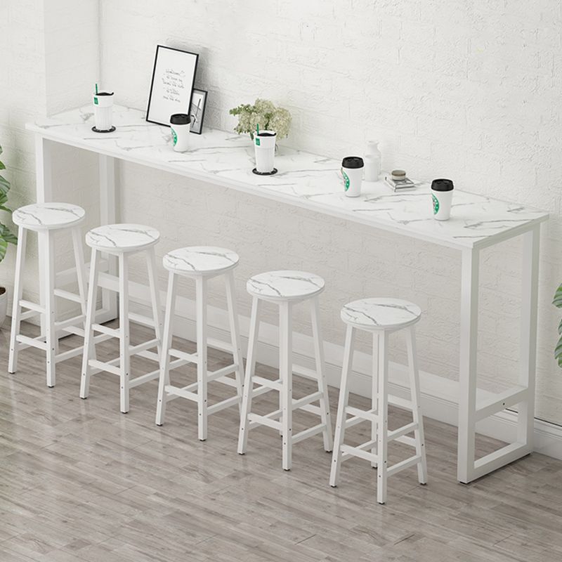 Glam Indoor Bar Stool Table Rectangle Bar Dining Table with Footrest