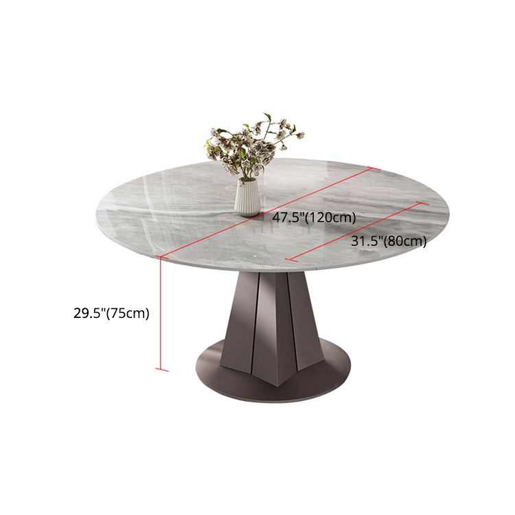 Traditional Luxury Dining Table Round Sintered Stone Pedestal Dining Table for Home