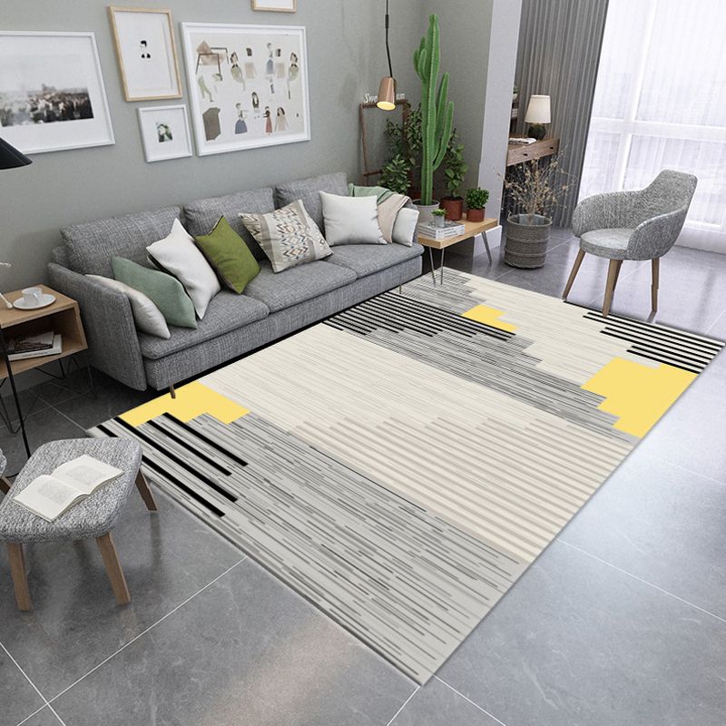 Multi Color Contemporary Rug Synthetics Abstract Geometry Carpet Non-Slip Stain Resistant Washable Rug for Sitting Room