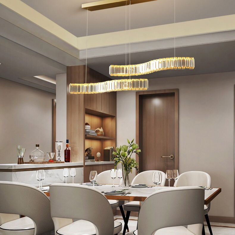 Linear Large Kitchen Pendant Lights Crystal Modern Simplicity Island Light for Living Room