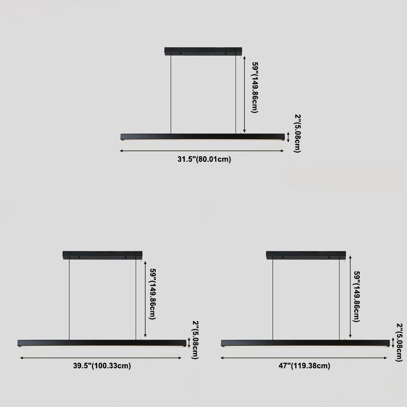 Moderno LED Techo colgante Luz de comedor Lámpara colgante rectangular simple