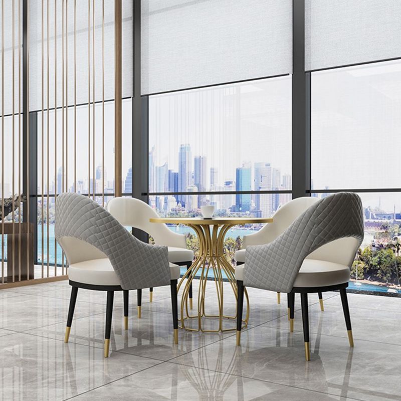 Metal and Stone Table Glam Style Simple Home Round Dining Table