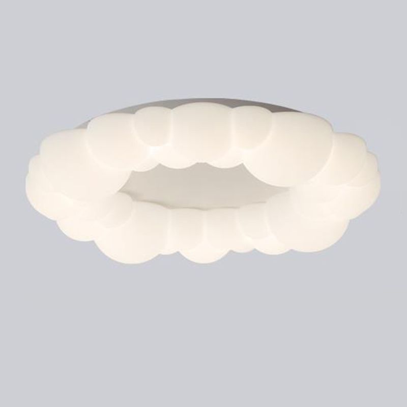 2-Light White Modernism Flush Mount Light Unique Ceiling Light with Acrylic