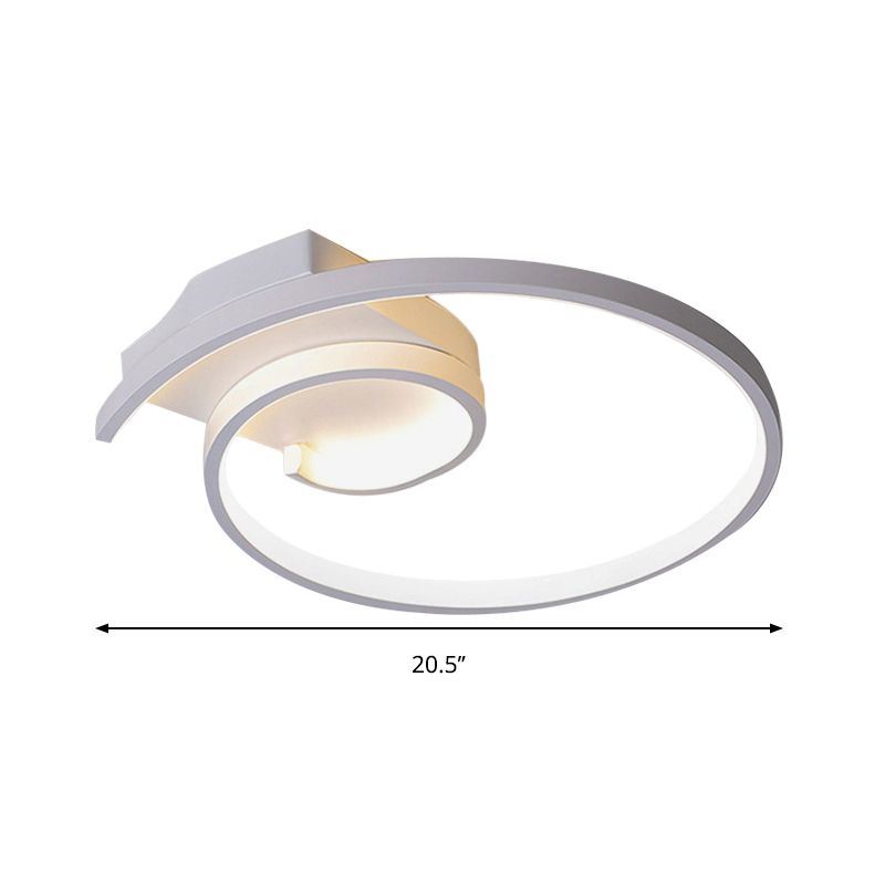 Super Thin Curled Metal Flush Mount Light Modern Style 16.5"/20.5" W LED Black/White Ceiling Lamp in Warm/White Light