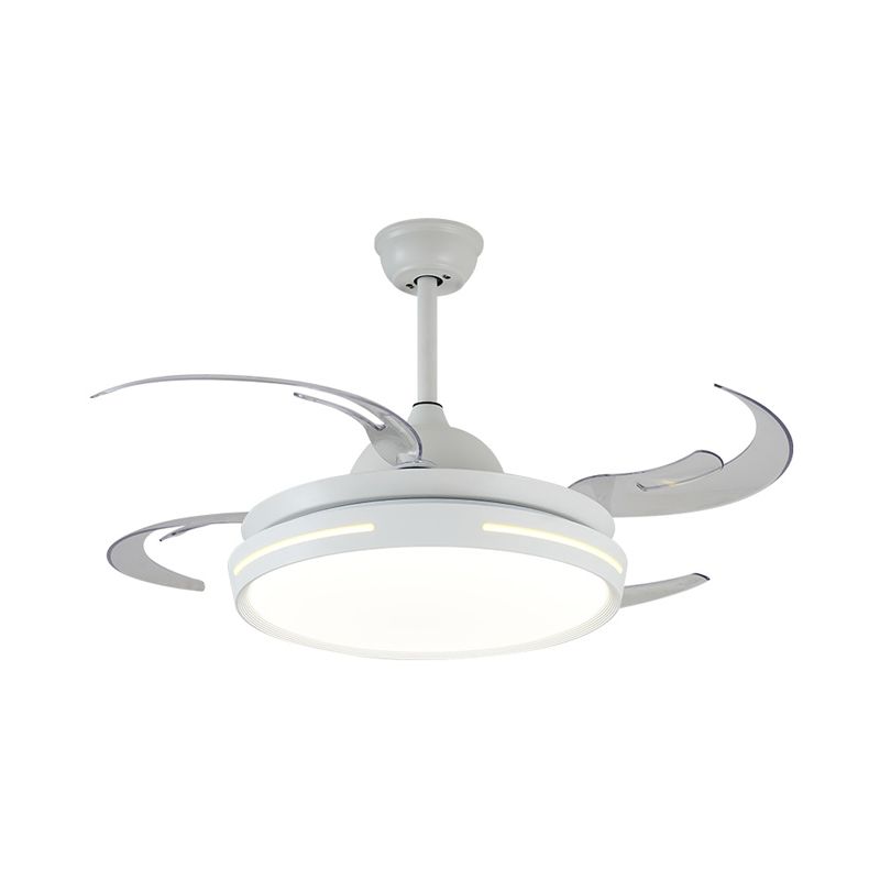 Luz de ventilador de techo redondo blanco LED acrílico modernista 42 "de ancho de la sala de estar de la sala de estar con 8 cuchillas
