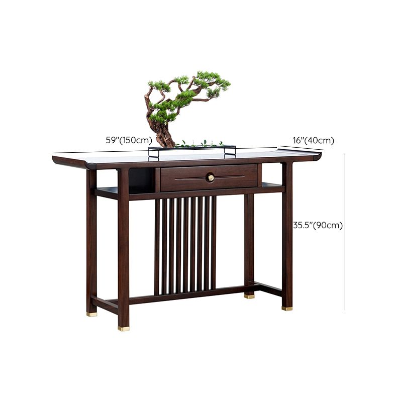 Rectangle Shape Contemporary Console Table Dark Brown Wood Console Sofa Table
