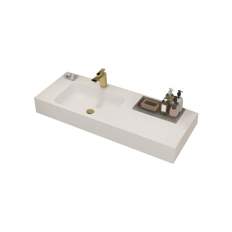 Modern Undermount Bathroom Sink Rectangular Pop-Up Drain Wash Stand without Faucet