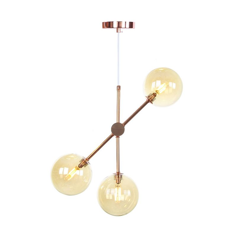 Sferische woonkamer hangende kroonluchter rookgrijs/wit/helder glas 3/5 lichten minimalistische hanglamp
