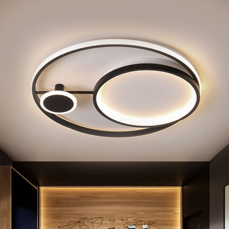 18"/21.5" W Circle Flush Mount Minimalism Acrylic LED Black Ceiling Lamp Fixture in Warm/White Light