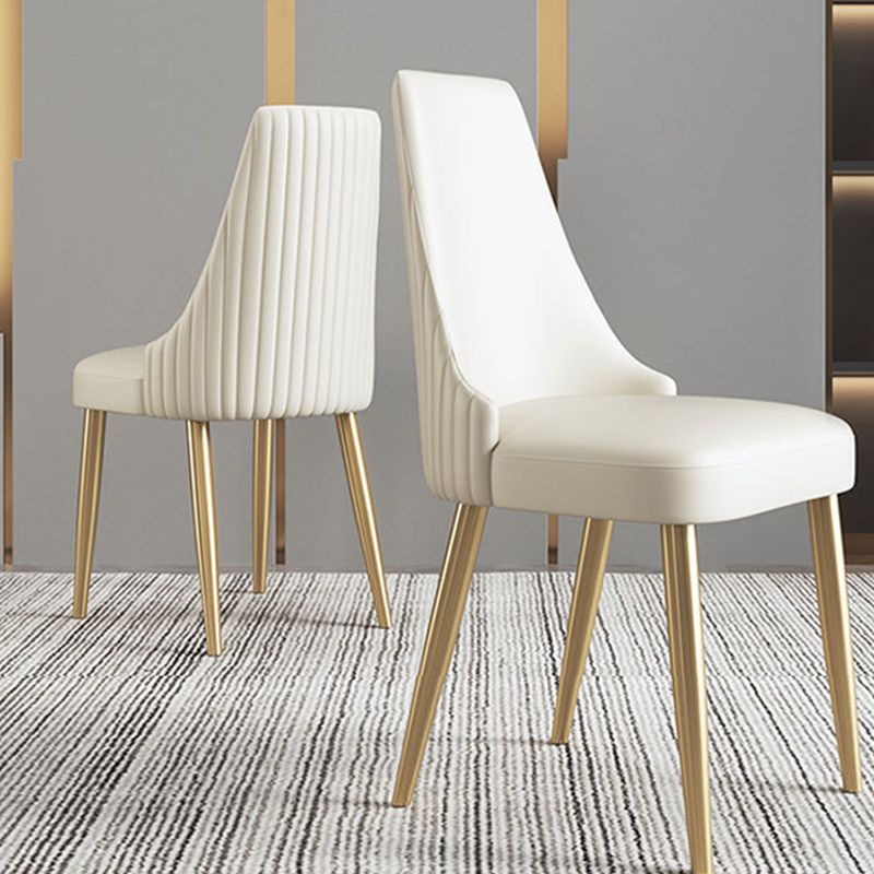 Glam Style Faux Leather Chair Armless Side Chairs with Metal Legs