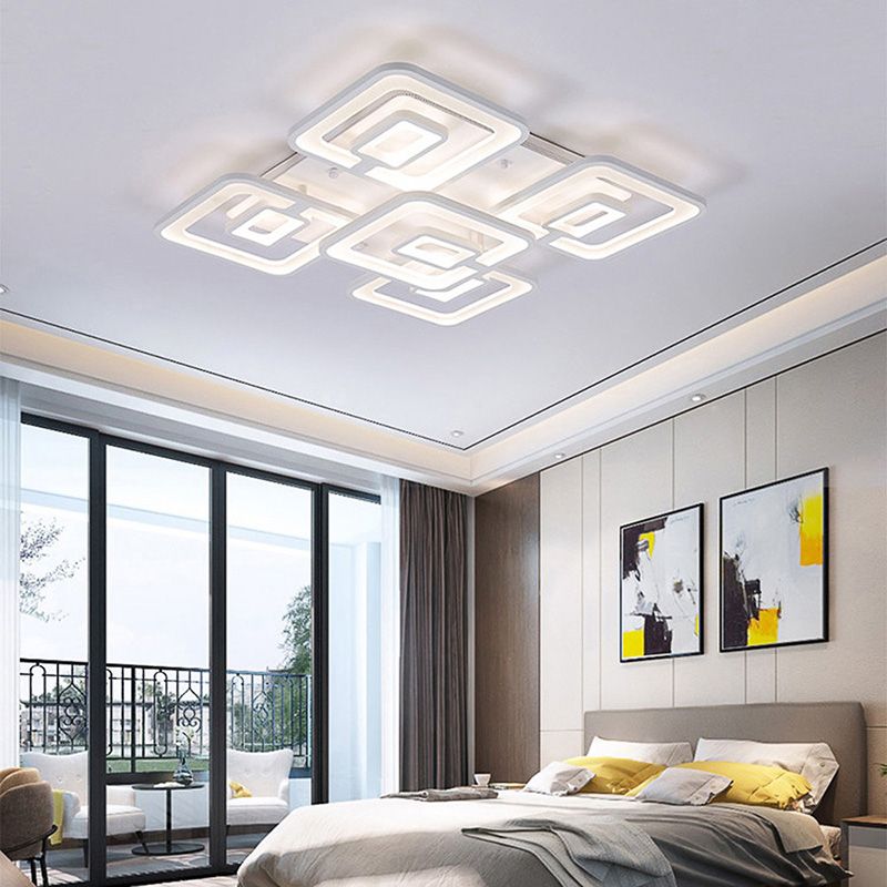 Plafonnier LED multicouche moderne à 5/8 têtes, plafonnier blanc multicouche avec abat-jour en acrylique, lumière chaude/blanche/naturelle
