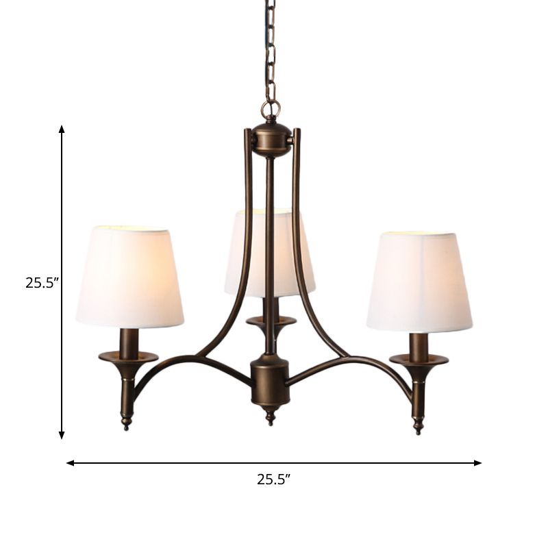 Tapered Fabric Pendant Light Kit Rustic 3/8-Light Living Room Hanging Chandelier in Blue