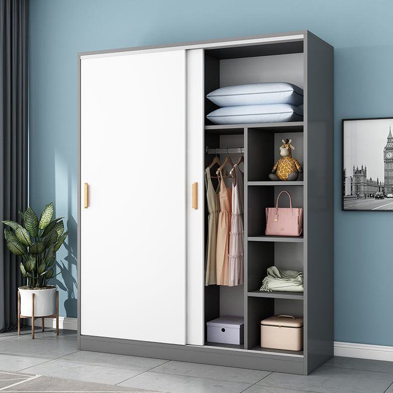 Modern Style Home Wardrobe Armoire Beech Wood and Engineered Wood Storage Wardrobe Cabinet