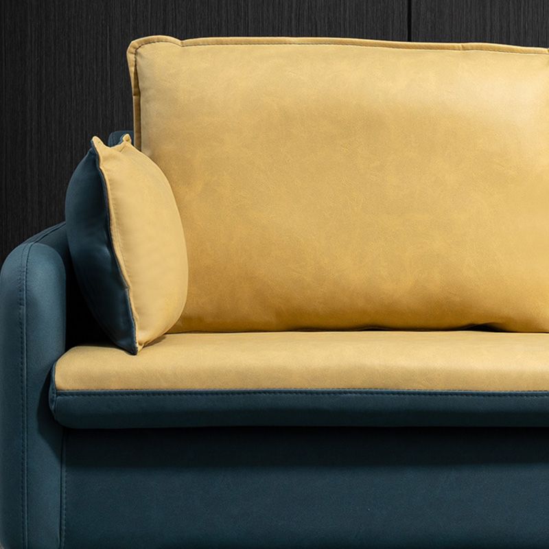 Contemporary Standard Sofa Pillows Square Arm 2 Seater Living Room Settee