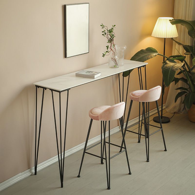 Industrial Footrest Counter & Bar Stool Low Back Indoor Velvet Counter Stool