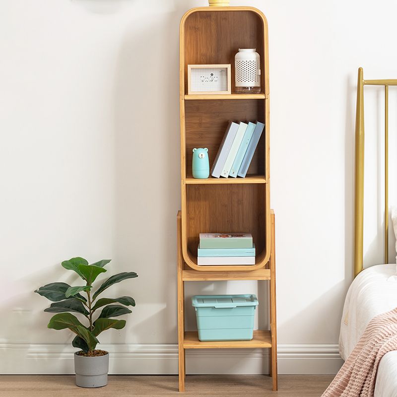 Vertical Contemporary Bamboo Bookcase Closed Back Bookshelf for Home