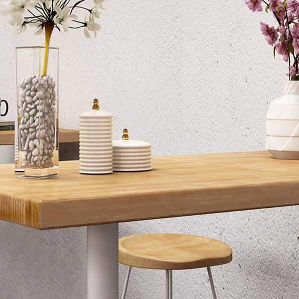 Industrial Pine Wood Table for Restaurant Dining Table with Metal Pedestal Base