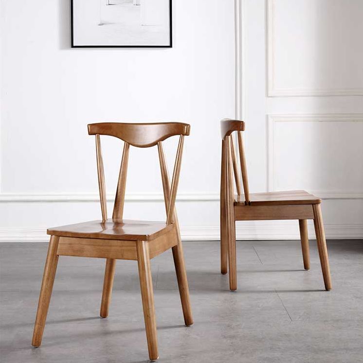 Silla auxiliar de comedor de estilo escandinavo de madera, silla auxiliar de comedor casera sin brazos