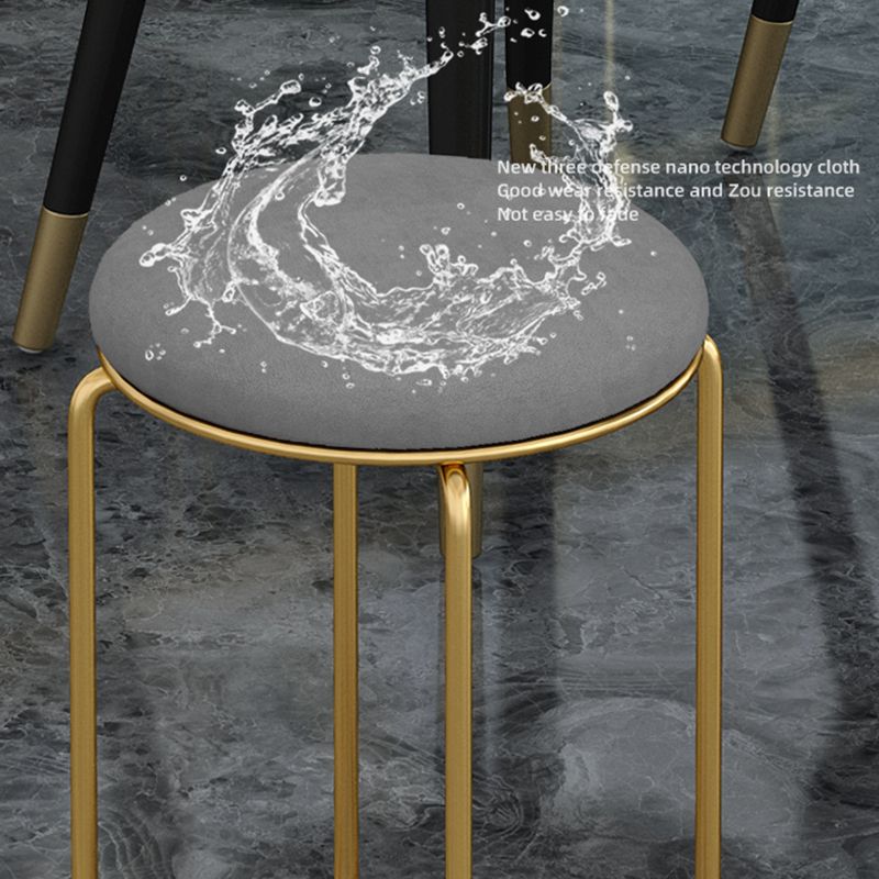 Glam Velvet Chair Ottoman Cylinder Shape Metal Frame Mildew Resistant Ottoman Stool