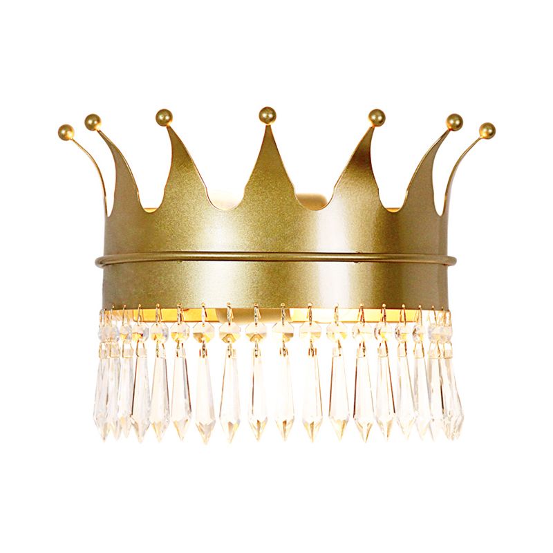 Goldene Kronwandleuchte Leuchten Vintage Stylish 2 Leuchten Metallwandlampe mit klarer Kristalldekoration