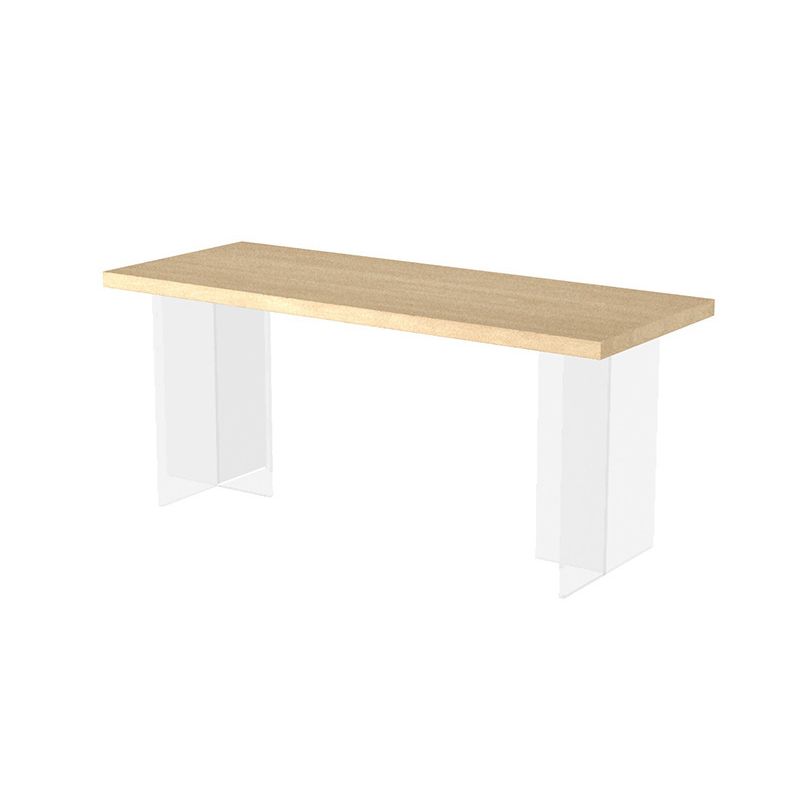 Mesa de comedor de madera maciza Mesa rectangular moderna con base de pedestal doble