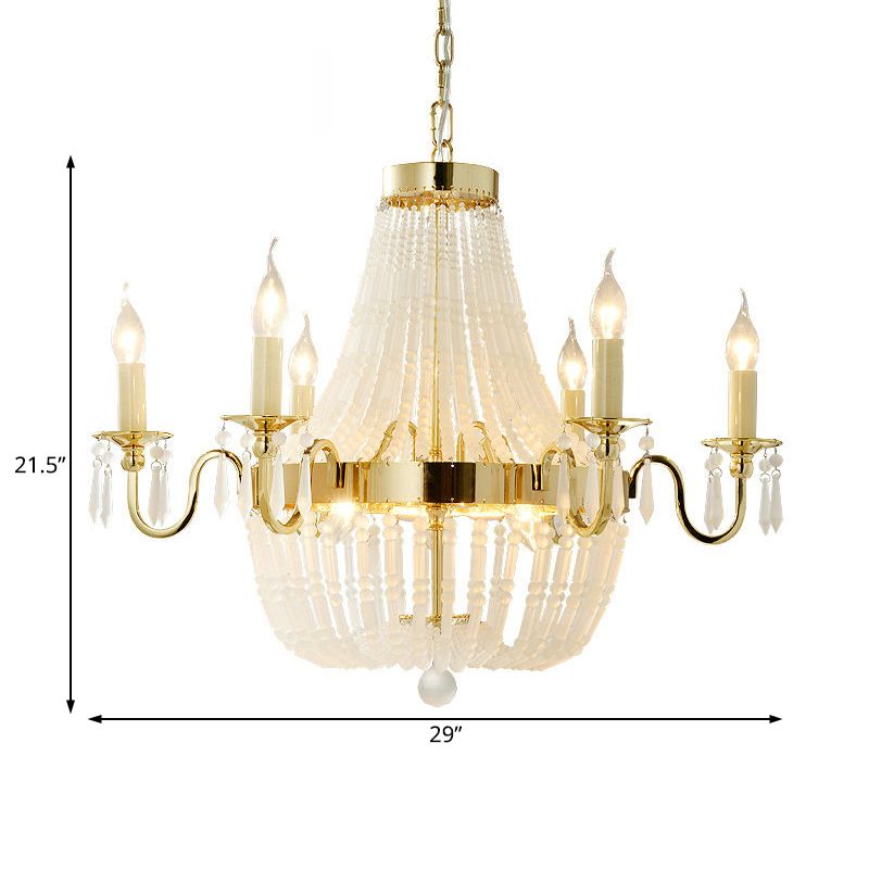 Empire Shape Crystal Chandelier Éclairage traditionnel 6 lumières salon suspendu luminaire en or