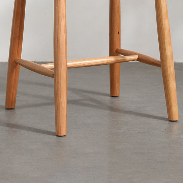 Modern Armless Backless Counter Stool Wood Bedroom Bar Stool with Rattan Cushion