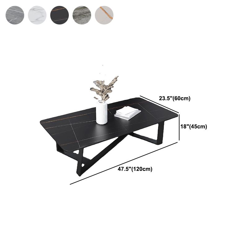 Glam Style Slate Top White Gold/black Top Black Metal Footer Coffee Table