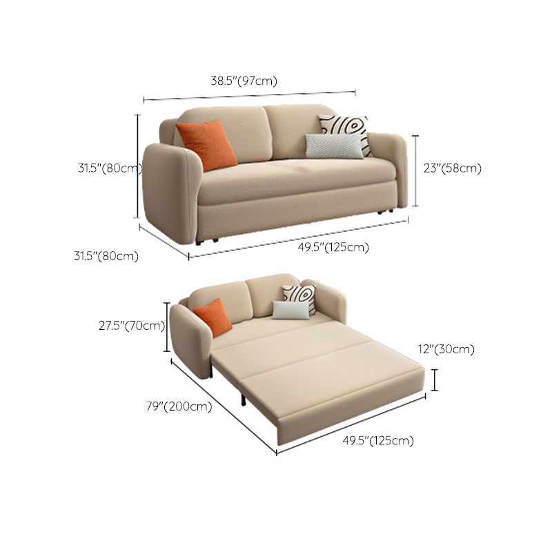 Beige Velvet Sleeper Sofa 31.49" Wide Scandinavian Sofa Bed with Upholstered