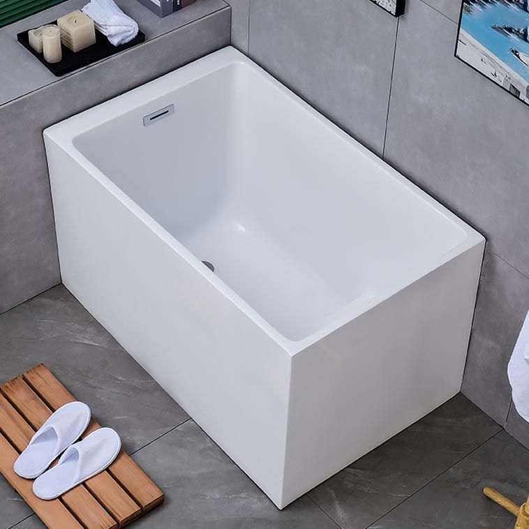 White Acrylic Alcove Bath Tub Rectangular 25" H Bathtub for Home (Without Faucet)