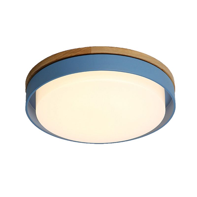 Round Child Bedroom Ceiling Light Acrylic Nordic Style Macaron Colored Flush Mount Light