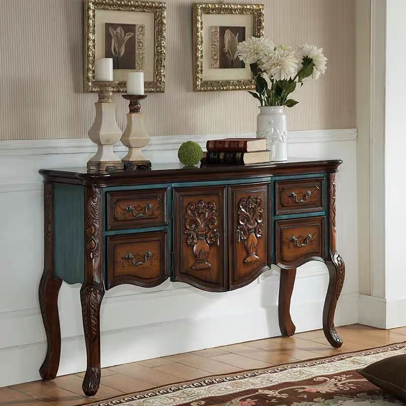 French Country Wooden Console Table Rectangle Console Sofa Table for Hall
