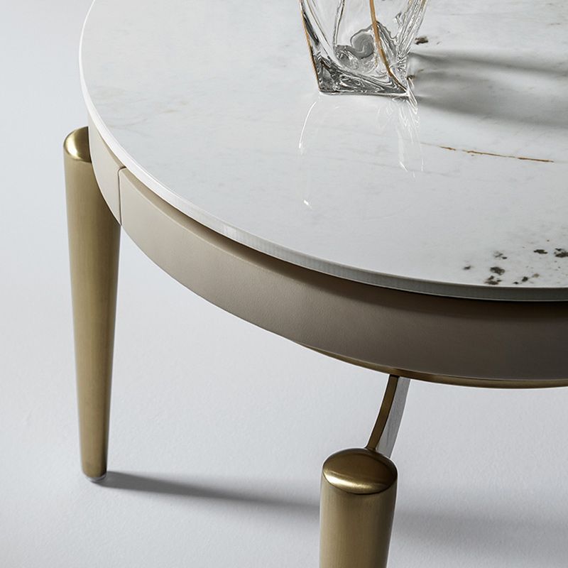 Round Accent Side Table Metal 4 Legs Base Side End Snack Table