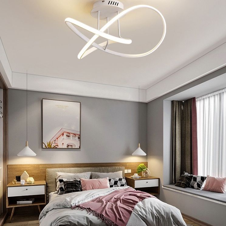 Twisted Semi Flush Mount Light Fixture Ultra-Contemporary Acrylic Ceiling Mount Chandelier for Bedroom