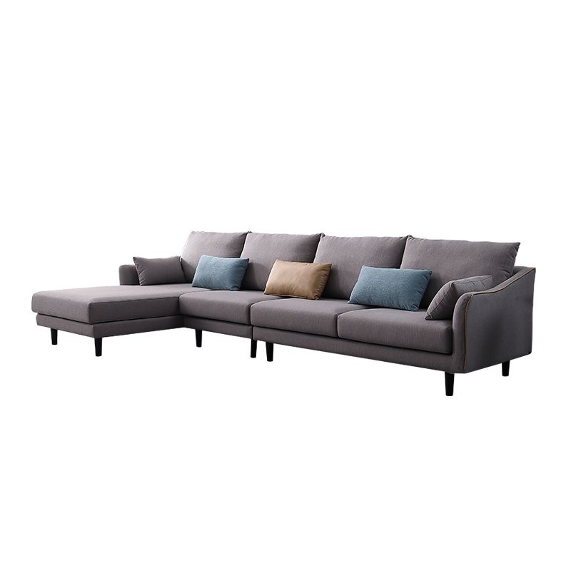 64" Wide Scandinavian Sectional Sofa Cushion Back Grey Sectionals