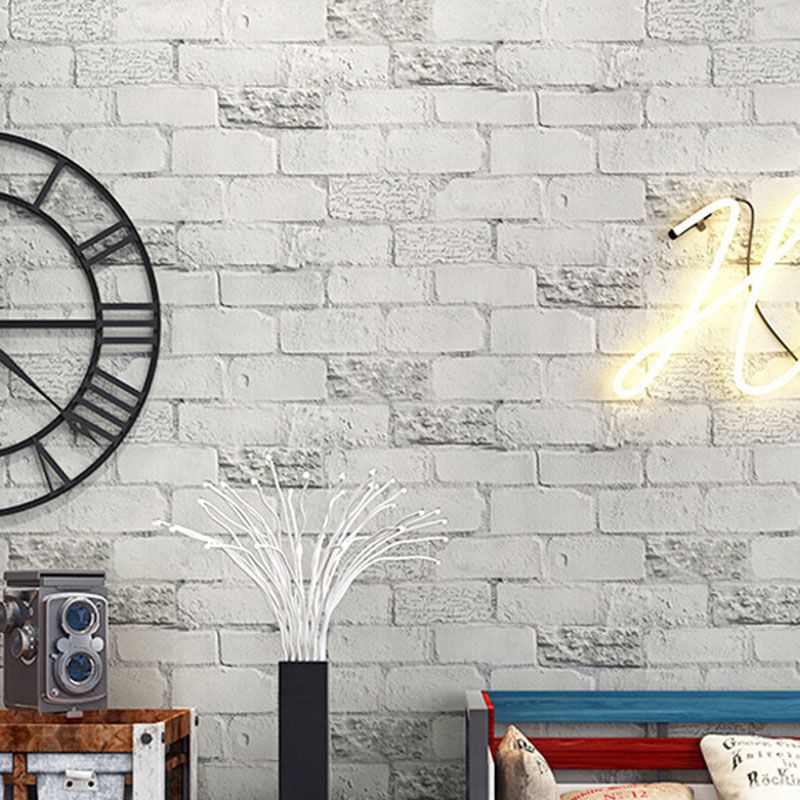 20.5-inch x 31-foot Retro 3D Brick Wallpaper in Distressed Grey Rustic Non-Pasted Wall Decor