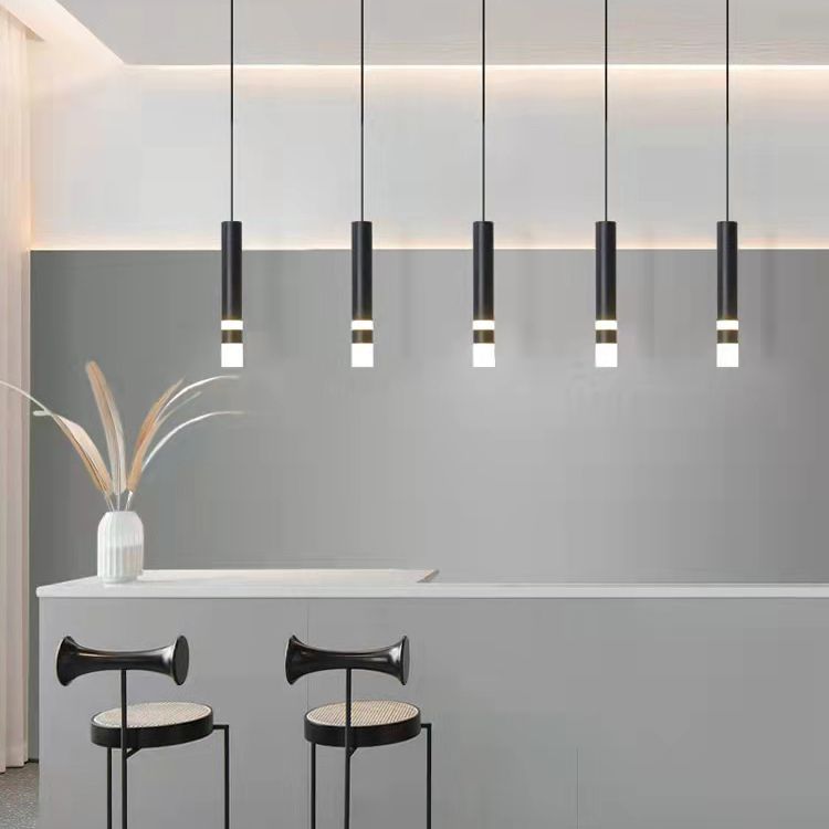 Luce a sospensione a sospensione in metallo cilindrico Light a ciondolo a LED moderno per camera da letto