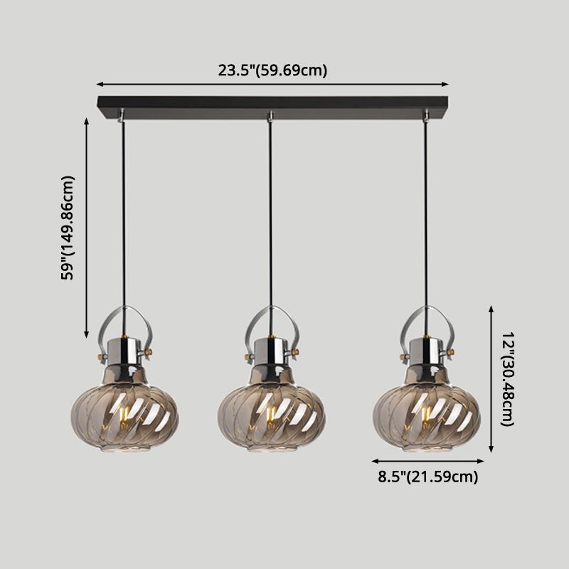 Éclairage de luminaire pendentif pour salle à manger avec une teinte en verre de citrouille