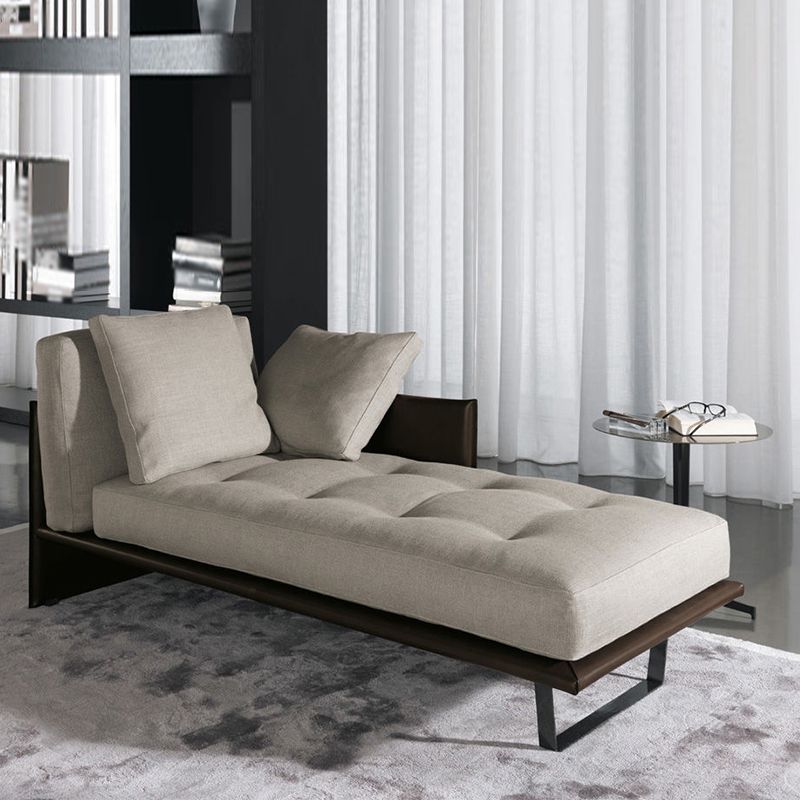 Modern Style Chaise Bedroom Living Room Square Arms Solid Color Chaise