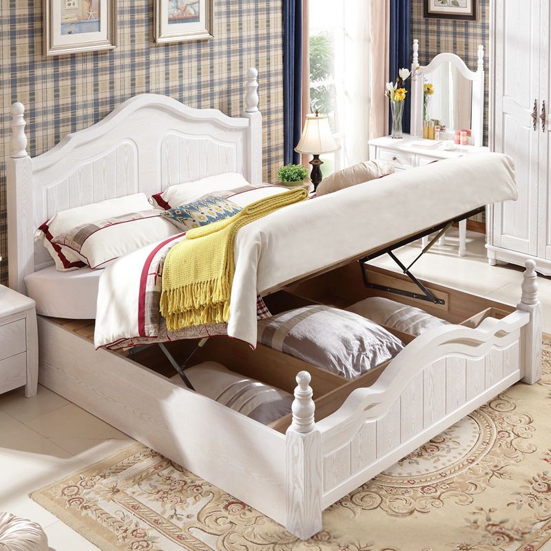 Victorian White Standard Bed in Solid Wood with Panel Headboard