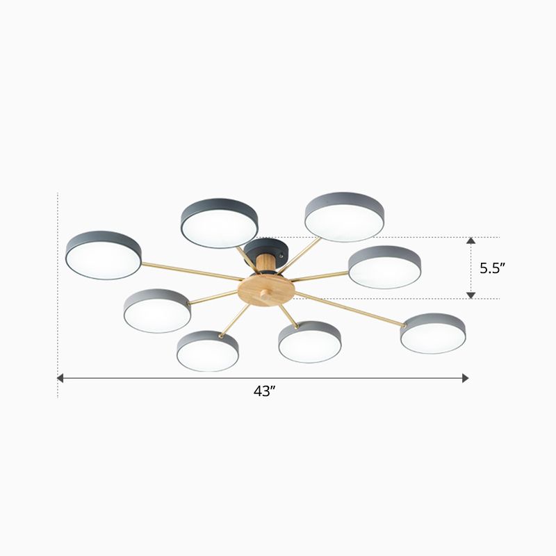 Molécula minimalista LED Light Light Sala de estar acrílico Semi Flush Chandelier