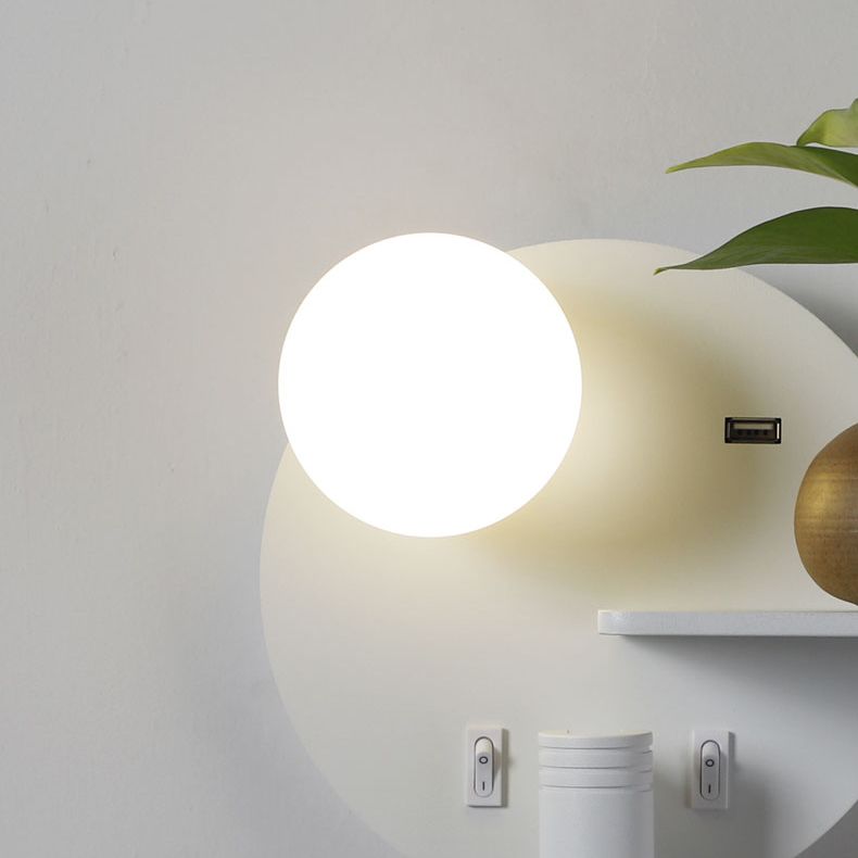 Runde USB -Lesemandlampe Nordic Metallic LED -Walllicht am Nacht