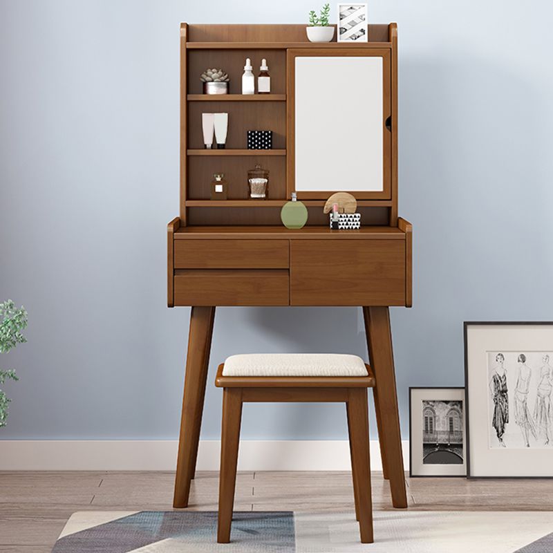 Scandinavian Mirrored Make-up Vanity Solid Wood Dressing Table