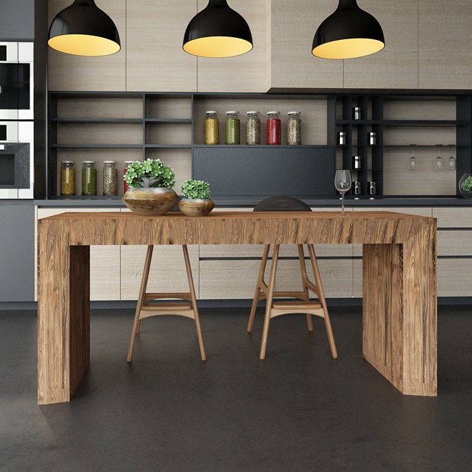 Modern Style Bar Dining Table Rectangle Solid Wood Bar Table for Kitchen