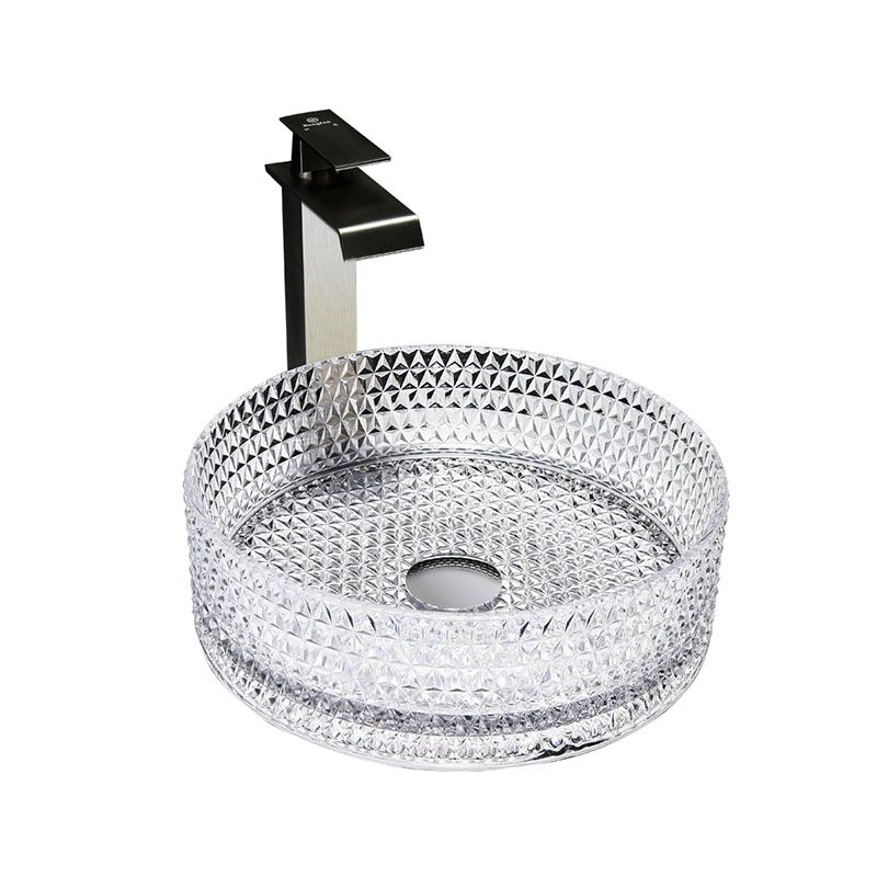 Contemporary Bathroom Sink Glass Round Vessel Bathroom Sink(Not Including Faucet)