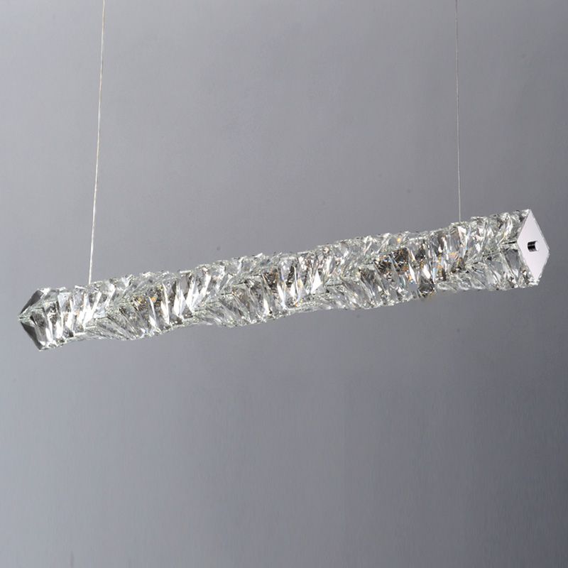 LED Long Linear Crystal Island Lamp Nordic Modern Modern Dining Salle Hanging Light